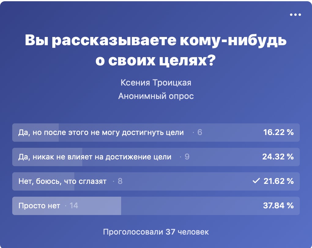 Опрос во «Вконтакте» с личной страницы